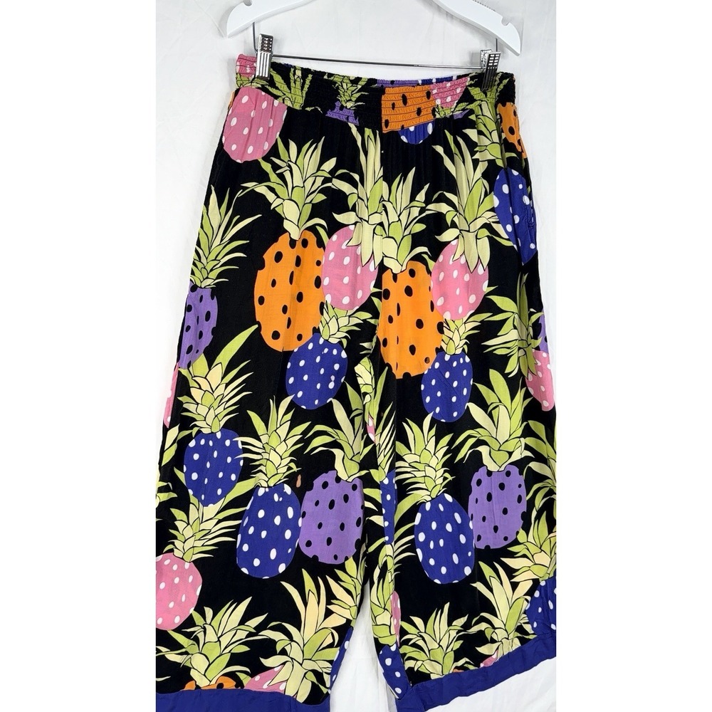 Beauty Sleep Social Women's SZ-L Cropped Pineapple Print Lounge Pants 100% Rayon - Picture 5 of 16